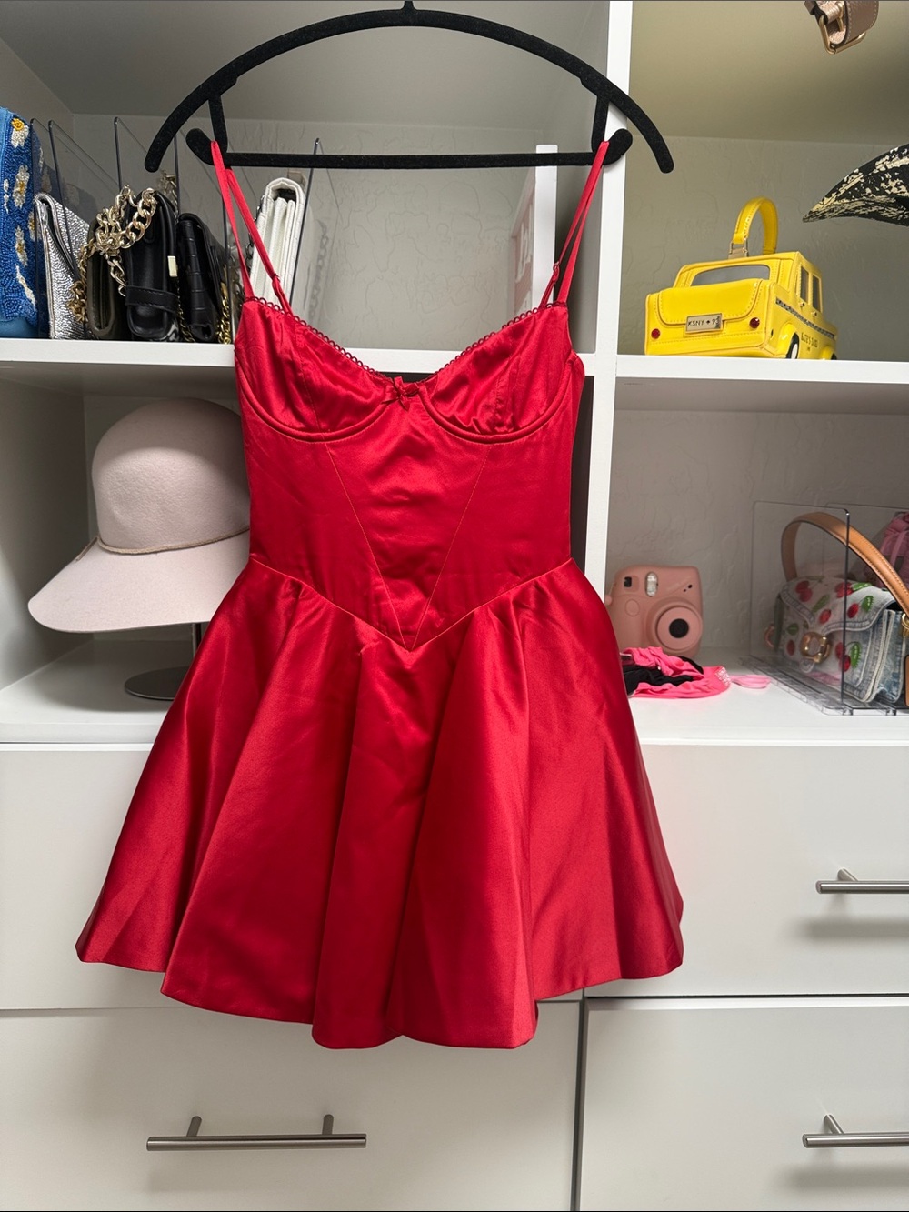 Red Satin Fit-and-Flare Party Dress for Girls